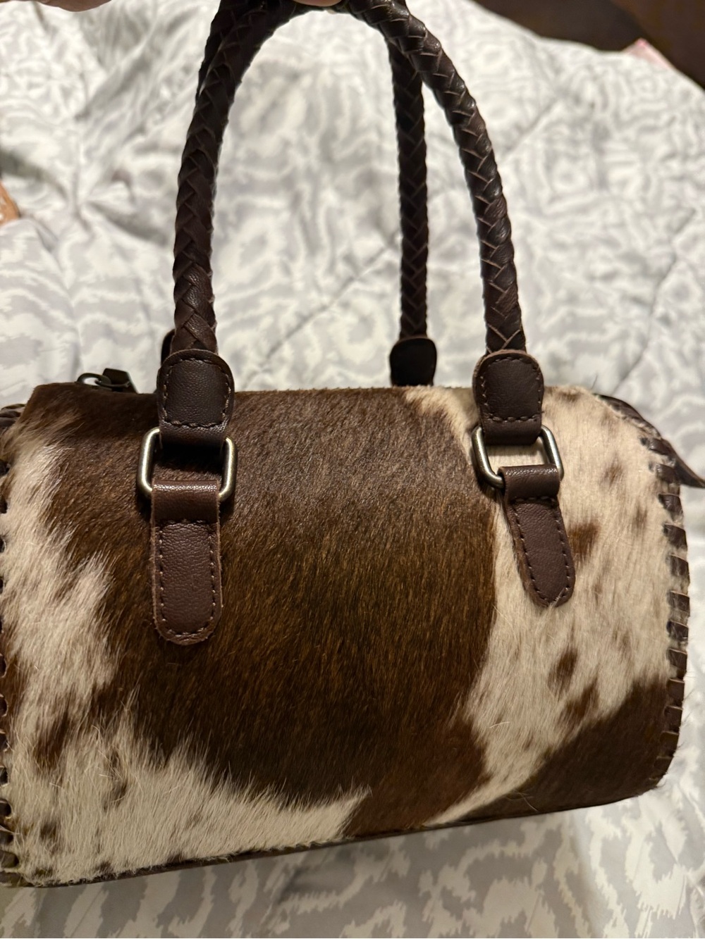 Women’s Brown Cowhide Speedy Handbag - Rustic Leather Trim